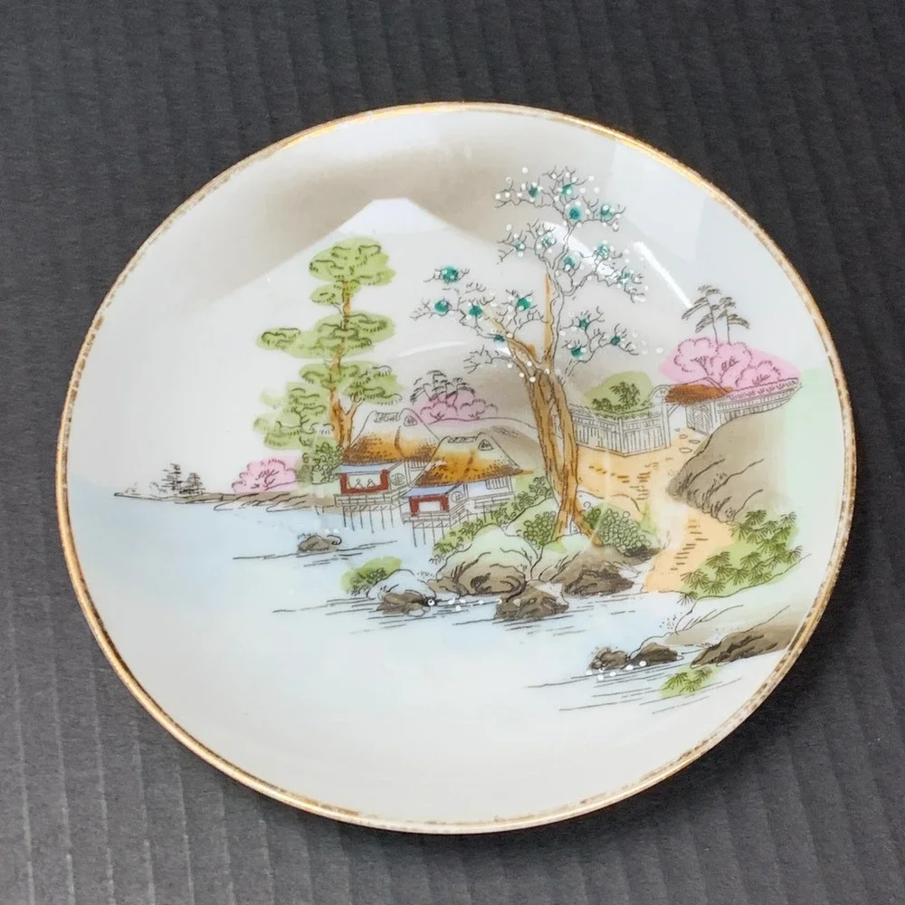 Vintage Made In‎ Japan Decorative Plates Mount Fuji Asian Landscape Set of 3